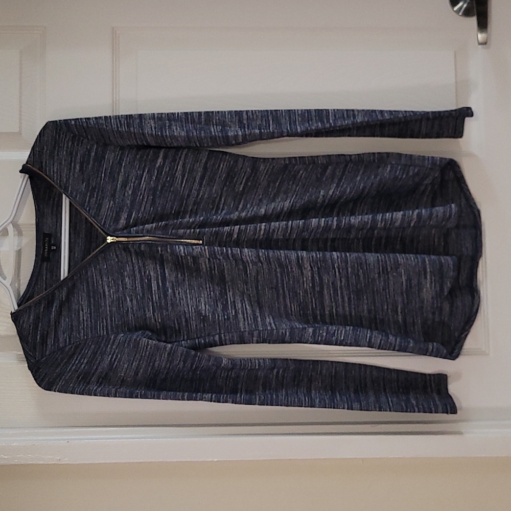 Small, Dynamite, Blue long sleeve casual top. Half zipper front.